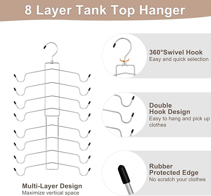 TOPIA HANGER 4 Pack Gym Clothes Organizer, 2 Pack Tank Top Hangers with 2 Pack Leggings Hangers Space Saving Hang 20 Sets Tank Top Bra with Leggings Shorts Pants Yoga Outfits for Closet Black CT78B