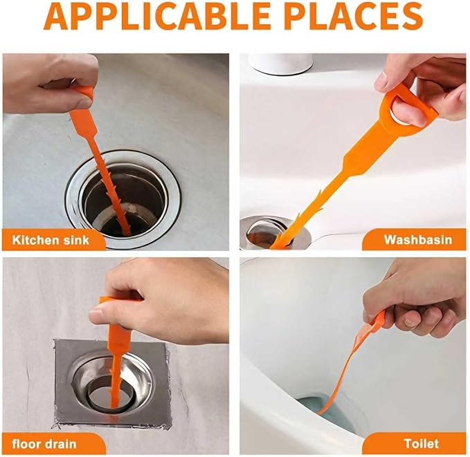 Drain Snake Drain Clog Remover Tool 4 Pack 20 Inch Flexible Hair Removal for Sink Shower Tub and Toilet with Grip Handle Easy Use Kitchen Bathroom Pipe Cleaner- AsonTao