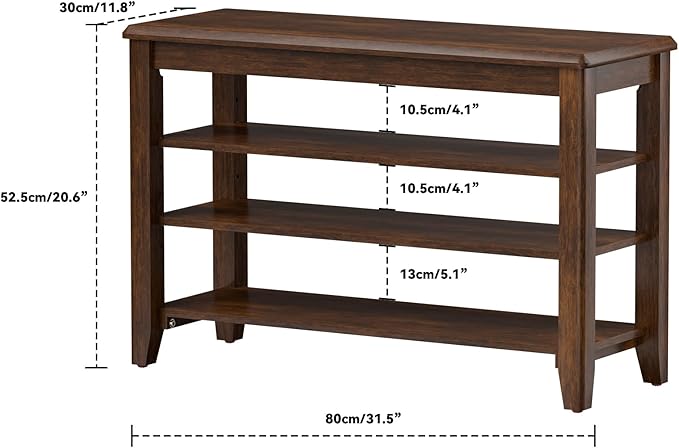 Taitiy Shoe Bench Storage Rubberwood, Entryway Bench with 3-Tiers Height Adjustable, Shoe Rack Front Door Entrance Organizer for Hallway Living Room, Mudrooms, Walnut,31.5"