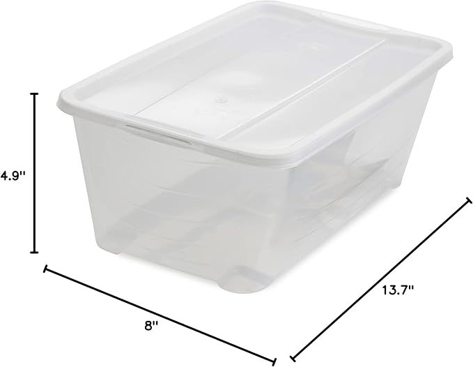 Life Story 6 Liter Shoe, Accessory, and Closet Plastic Storage Box Multi-Purpose Lidded Stacking Tote Containers, Clear (160 Pack)
