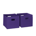 RiverRidge Folding Storage Bins with Handles Dark Purple Cube Storage Organizer for Closet, Bedroom & Playroom - Closet Organizers and Storage Set of 2