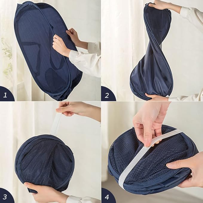 LATERONON 4 Pcs Mesh Popup Laundry Hamper, Opening Laundry Basket,Popup Laundry Basket with Durable Handles,Foldable Pop-up Mesh Hamper Dirty Clothes Basket for Clothes & Laundry-Home Organization