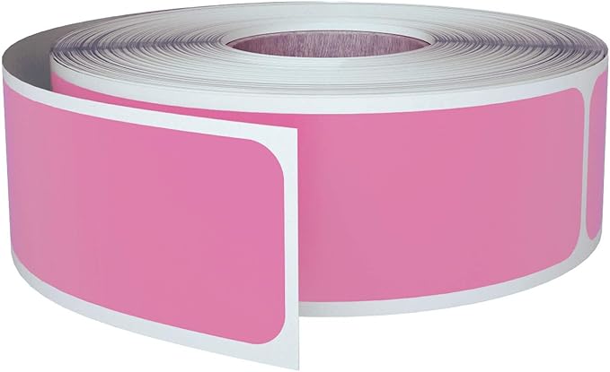 Rectangular Stickers 3x1 inch 250 Pack, (7.5cm x 2.5cm) Pastel Pink Sticker Label Roll by Royal Green