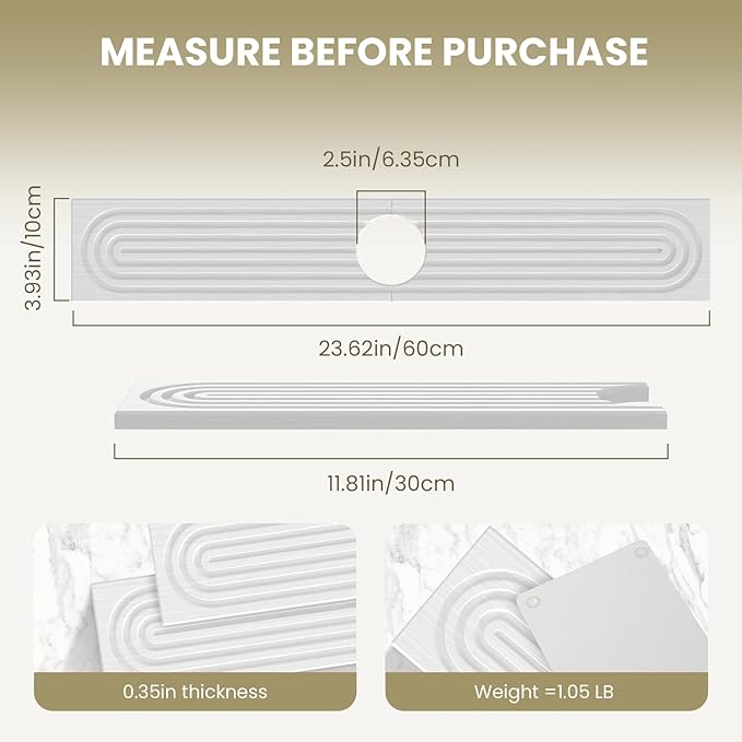 Faucet Mat for Kitchen Sink,Diatomite Fast Drying Stone Sink Tray,Faucet Splash Guard for Bathroom Counter [23.6"x4"],Super Absorbent, Prevents Moisture Buildup