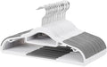 LMTrystFit 50-Pack Plastic Coat Hangers, Non-Slip, Space-Saving, 0.2 Inches Slim, 360° Swivel Hook, Sturdy Clothes Hangers for Suit, White and Dark Gray