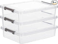 Citylife 3 PCS Plastic Storage Bins with Latching Lids Portable Project Case Clear File Box Stackable Storage Containers for Organizing A4 Paper, Photo, Document, Scrapbook