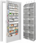 HOMELUX THEORY UPGRADED 6 Tiers Over The Door Organizer Hanging - 100D EXTRA THICK & 50lbs HUGE CAPACITY, 12 Side Mesh Pockets Over The Door Shoe Organizer, Hanging Closet Organizer (Light Gray, XL)