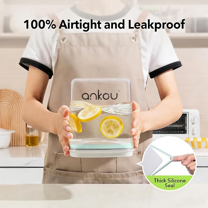 Food Storage Container with Lid, 2.8 Qt Airtight Pantry Canister, BPA-Free Plastic Flour Sugar Storage Container, One-Touch Press-to-Open Lid, Stackable Clear Jar for Rice, Cereal, Coffee, Brown Sugar