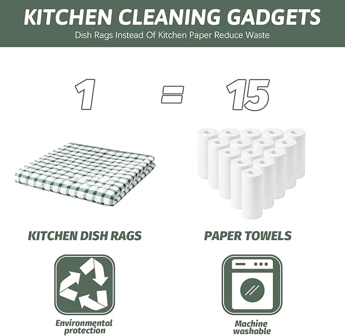Nialnant 8 Pcs Kitchen Dish Rags,100% Cotton Kitchen Towels Soft Absorbent Quick Drying Dish Cloths for Washing Dishes,Cleaning rags-11 x 11In