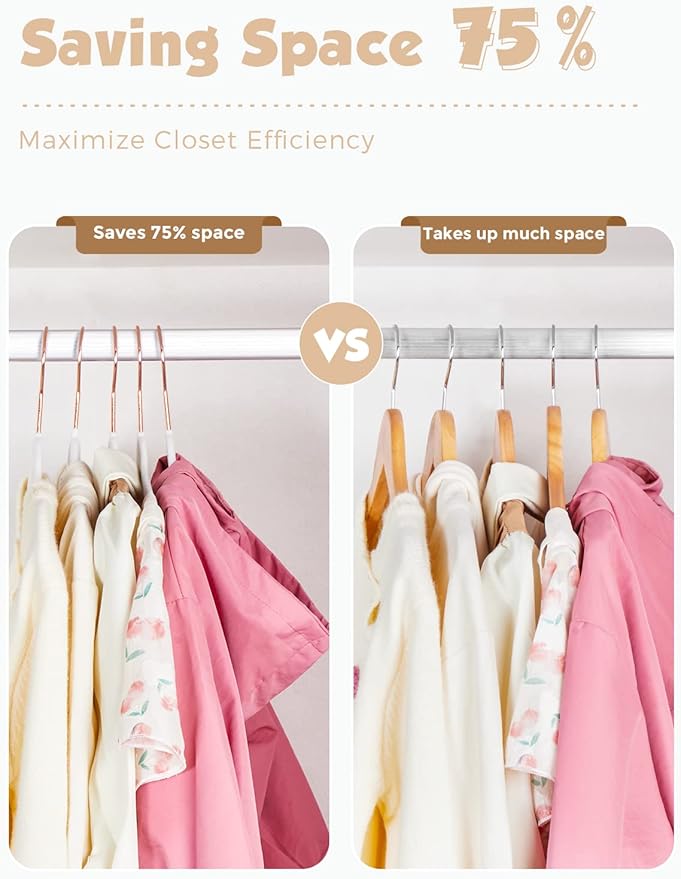 Smartor Kids Velvet Hangers 100 Pack, 14'' Inch Premium Non Slip Kids Felt Hangers for Closet, Space Saving Toddler Clothes Hanger for Youth's Childrens' Clothes (Rose Gold Hook)- White