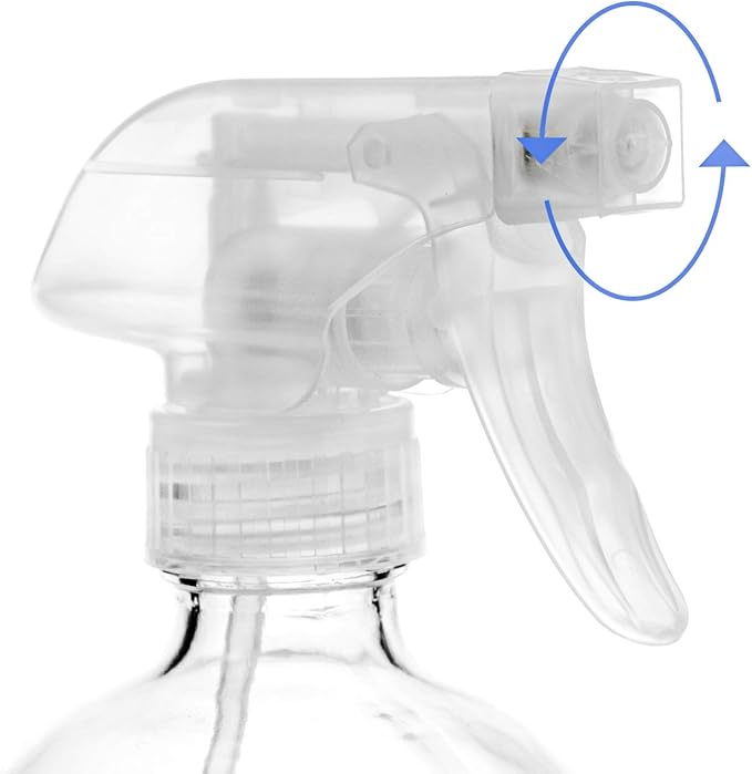 Suwimut 9 Pack Glass Spray Bottles, 16oz Empty Clear Boston Round Bottles Refillable Container with Trigger Sprayer for Cleaning Solutions, Essential Oils, Misting Plants
