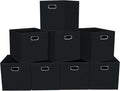 Fabric storage bins Cubes, Fabric Cube Organizer with Handle, Foldable Cube Bins for Cloth or Accessary Storage, 11x11x11, Set of 8, (Black)
