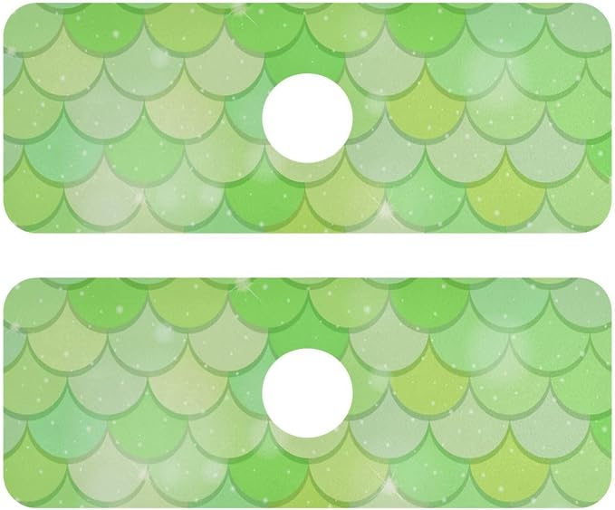 Kitchen Sink Splash Guard 2 PCS 14.7 Inch Sink Faucet Mat Splash Guard for Bathroom Countertop Water Absorbent Foldable Cuttable Soft Washable Green Fish Scale