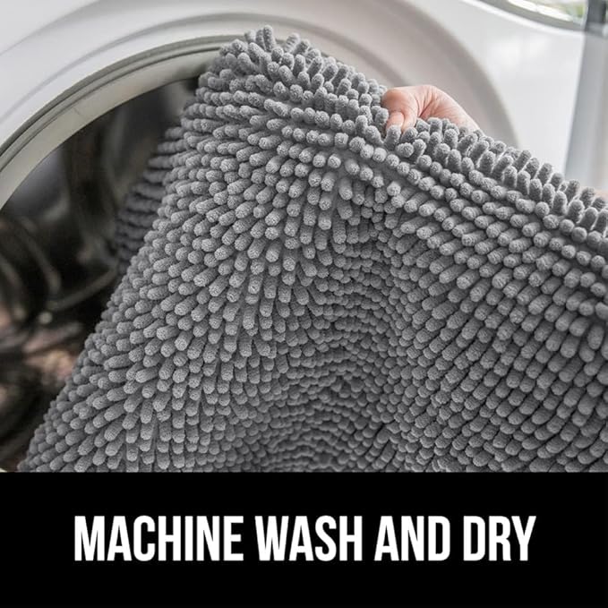 GORILLA GRIP Bath Rug Mat 48x17, Thick Soft Absorbent Chenille, Quick Dry Microfiber Mats, Rubber Backing Washable Shower Floor Rugs, Bathmat Runner, US Designed Bathroom Home Decor Accessories Grey