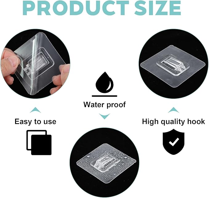 14 Pcs Shower Caddy Adhesive Replacement, 3 Styles Waterproof Shower Adhesive Strips, Strong Shower Shelf Adhesive Replacement for Bathroom Storage Shelves Kitchen Racks (No Drilling, Clear)