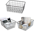 LUANT Metal Wire Food Storage Organizer Bin Basket with Handles for Kitchen Cabinets, Pantry, Bathroom- 11" x 8.6" x 4.5" - 3 Pack - Black