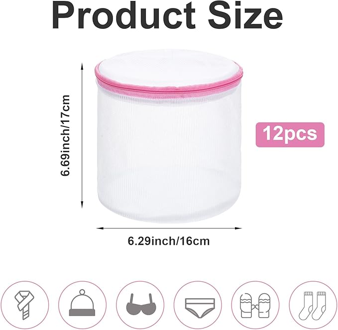 Honeycomb Mesh Laundry Bags, Bra Washing Bag for Laundry with Zips Reuse Washing Machine Bag for Delicates Blouse for Cleaning and Drying Underwear, Delicates, Brassiere, Bralette (6 x 7 In Pink)
