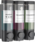 Shower Soap Dispenser Wall Mounted No Drill Shampoo Dispenser for Shower Wall Shampoo and Conditioner Dispenser Bathroom Hotel 3 * 300ml Black with Waterproof Labels