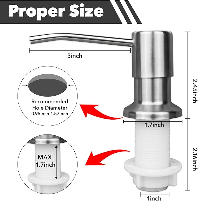 Soap Dispenser for Kitchen Sink Set,Sink Soap Dispenser Pump with 47" Soap Dispenser Extension Tube Kit,Stainless Steel Countertop Soap Dispenser for Kitchen Bathroom (Brushed Nickel)