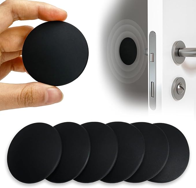 2" Wall Door Handle Stopper, 12PCS Black Self Adhesive Wall Protector Rubber Door Bumpers, Solution for Stopping Damage from Doors Knobs, Shock Absorbent and Noise Reduction
