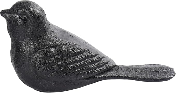 Cast Iron Bird Heavy Duty Door Stopper - Avoid Drilling Holes with Handle Metal Antique Decorative Vintage Rustic Door Stopper for Office, Home， Bedroom and Exterior Doors (1, Black)