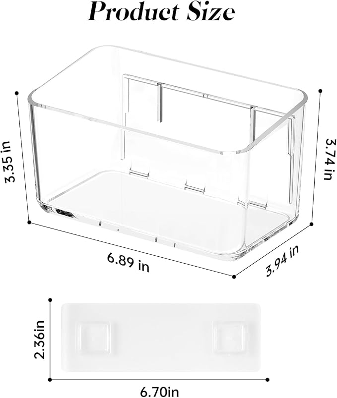 PAVSTINE 2 Pack Clear Shower Shelf, Adhesive Bathroom Shower Shelves, Wall Mounted Bathroom Shower Organizer, No Drill Shower Shelves with Self Adhesive Tape, Transparent