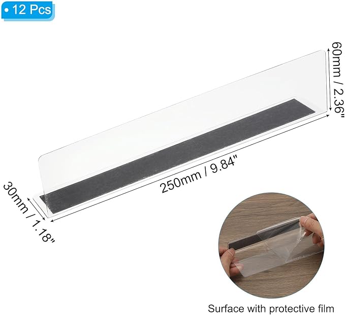 PATIKIL 6 Pack Shelf Dividers for Closet Organization, 9.8x1.18x2.4 Acrylic Magnetic Closets Separator Kitchen Cabinet Shelves Under Bed Blocker for Bedroom Kitchen Office, Clear