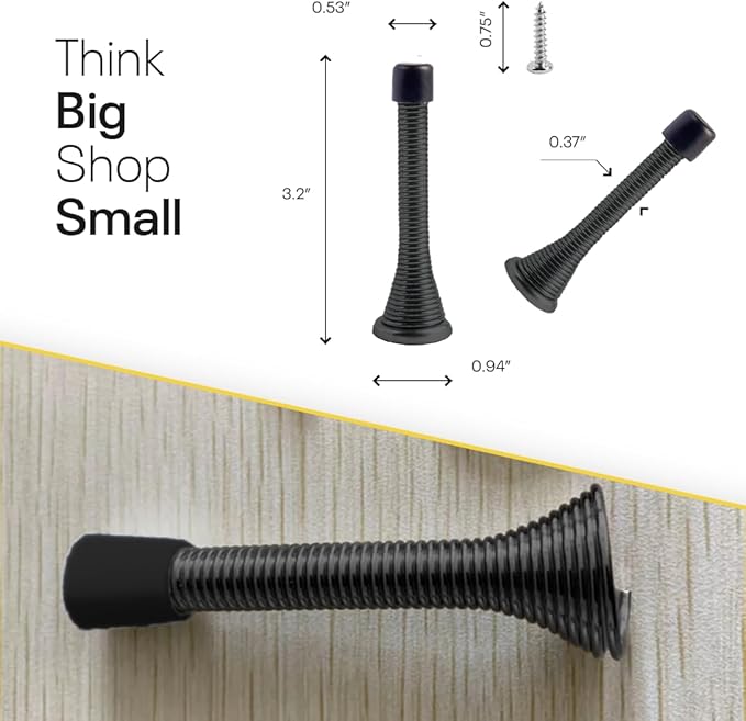 Door Stoppers for Wall – Spring Door Stopper – Black Door Stops – 3-1/4" – Black Door Stopper – Pack of 4 – Door Stoppers for Bottom of Door – Doorstop – Door Stops for Wall – Home, Offices, Schools