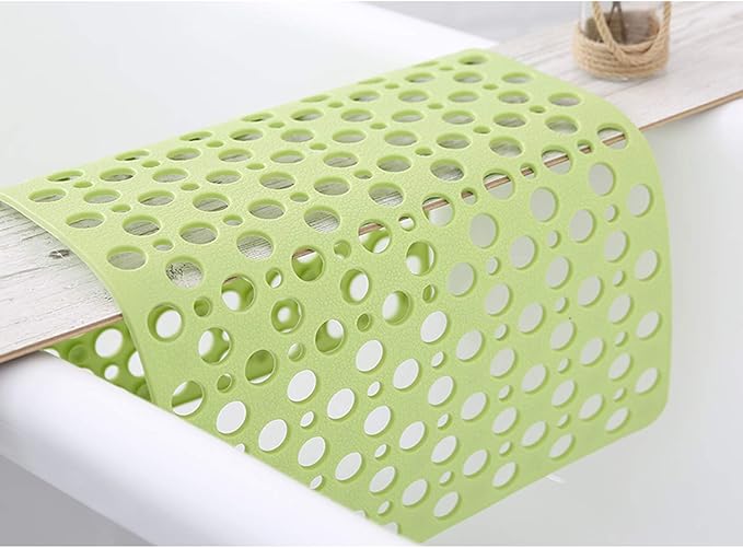Mantto Nonslip Bathtub Mat Extra Soft TPE Bath Mat for Kids, Machine Washable Bathroom Shower Mat, Smooth/Non-Textured Tubs Only, 30L x 17W Inch (Green)