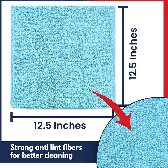 USANOOKS Premium 300GSM Microfiber Cleaning Cloth - 12.5"x12.5" High Performance - 1200 Washes, Ultra Absorbent Microfiber Towels for Cars Undercarriage, Rims & Engine Bay Cleaning - Microfiber Cloth