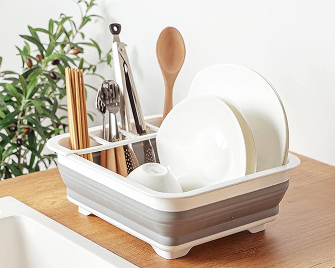 Drying Rack Kitchen, Dish Drying Rack, Dish Racks for Kitchen Counter, Dish Rack, Collapsible Dish Drying Rack—Suitable for Kitchens, motorhomes, Yachts, Campers (Off-White)