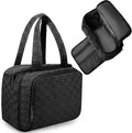 SUNRISING Travel Toiletry Bag, Lightweight Large Wide-open Travel Bag for Women, Puffy Cosmetic Makeup Bag Organizer with Handle for Accessories Essentials Toiletries - Black