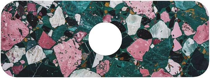 Faucet Draining Mat For Kitchen Sink, Terrazzo Dark Green Diatom Mud Absorbent Drain Pad For Bathroom Kitchen Sink Splash Guard Drying Mat