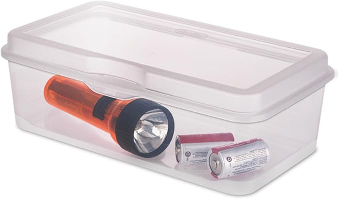 Sterilite 24-Pack Rectangular Large FlipTop, Clear Plastic Storage Box with Hinged Lid - Stackable Multipurpose Organizer for Art and Craft Supplies, Accessories, Photos & CDs, Home or Office Use