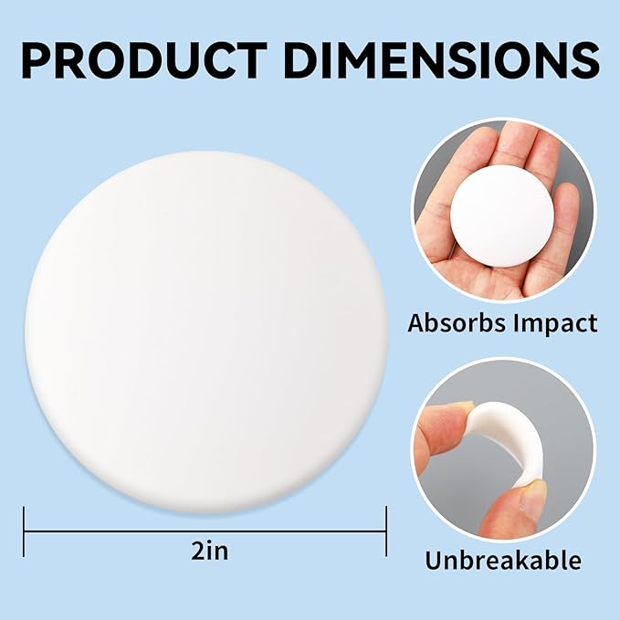 JULBEAR Door Stopper Wall Protector, 20PCS Door Knob Stoppers Wall Protector with Strong Back Adhesive,Quiet, Shock, Absorbent Silicone, Door Handle Bumpers and Protect Wall Surfaces (Round 2 inch)