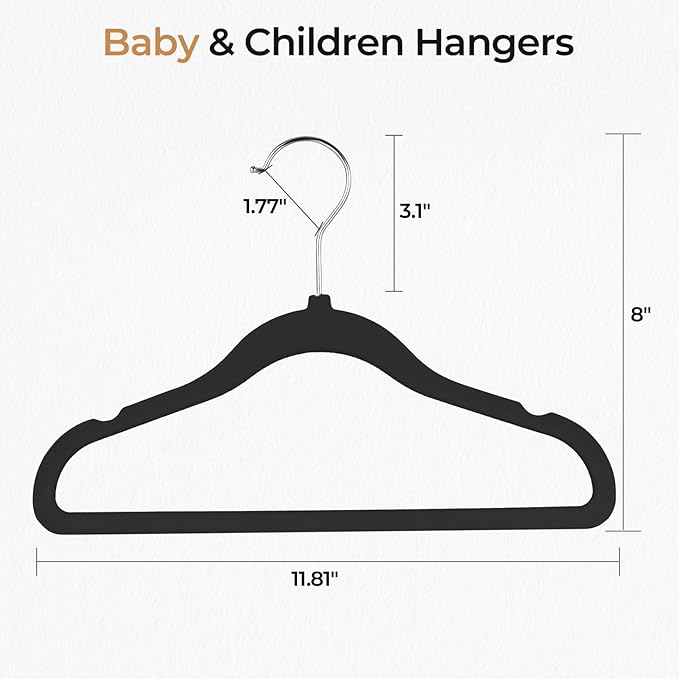 GoodtoU Kids Hangers Velvet 50 Pack 14" - Kids Felt Hangers Non Slip Toddler Hanger Childrens Hanger for Kid