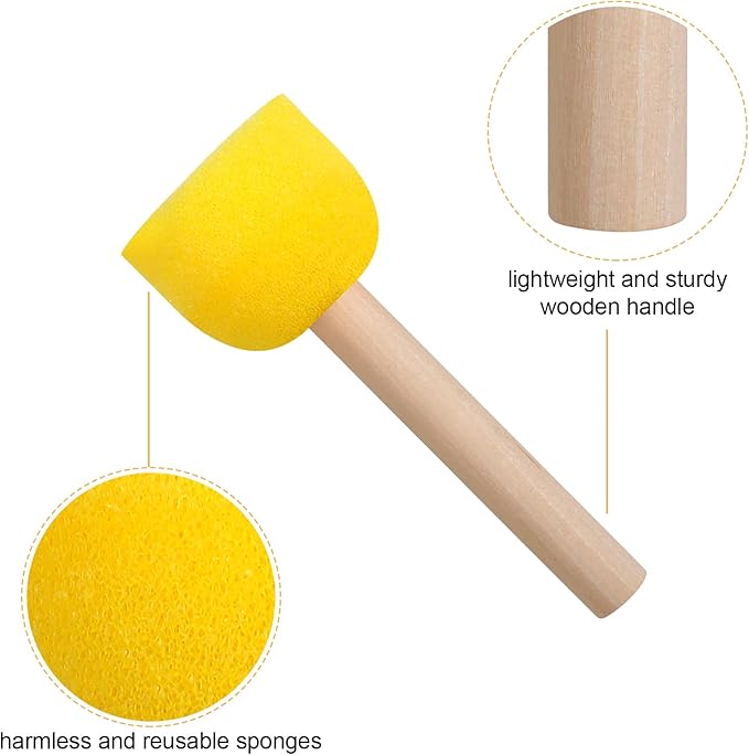 vivinin 90 Pcs Round Sponges Brush Set, Round Sponge Brushes for Painting, Paint Sponges for Acrylic Painting, Painting Tools for Kids Arts and Crafts (4 Sizes)