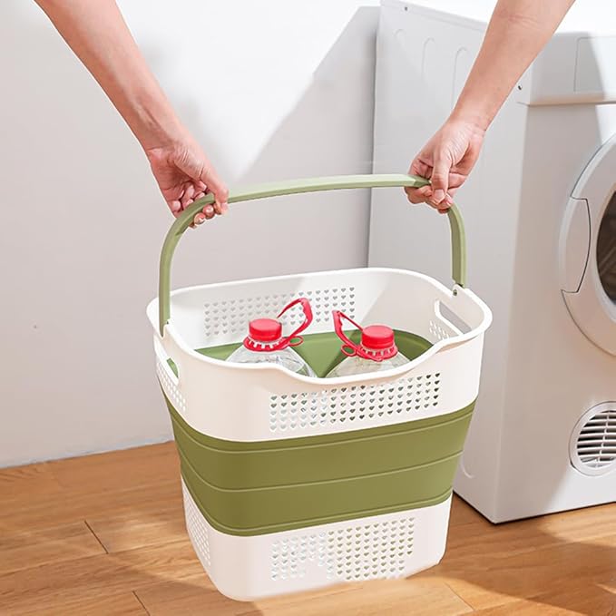 46L Collapsible Laundry Basket with Underwear Hamper, Foldable Laundry Basket, Laundry Baskets Storage Container/Organizer/Clothes Hamper for Laundry (Green)
