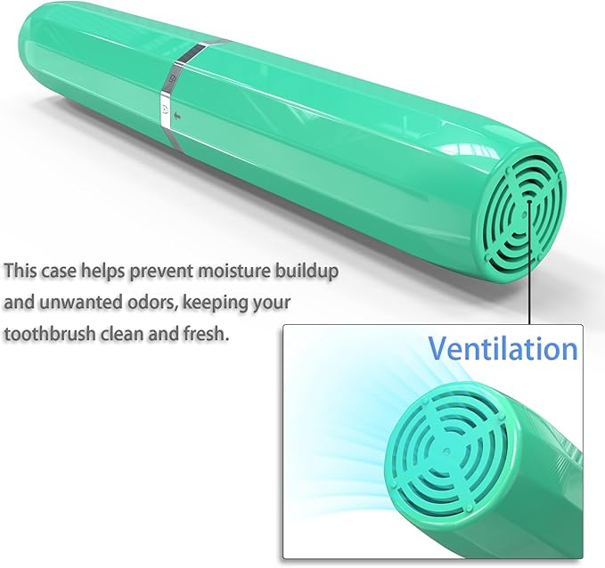 SIEANE Electric Toothbrush Travel Case, Universal Fit for Most Electric Toothbrushes, Ventilation Design Portable Holder Cover for Men and Women, Travel Essentials for Business Trip & Vacation (Green)
