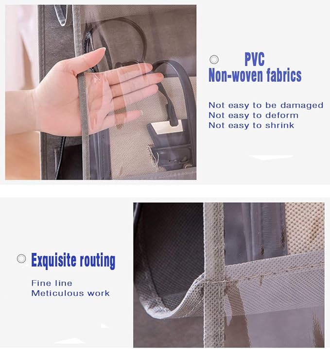 AARAINBOW 1 Pack Hanging Handbag Purse Organizer for Closet, 8 Pockets Wardrobe Space Saving Purse Holder, Handbag Storage Bags Hanging, Womens Purse Storage Organizers, 41L x13.5W (B-Dark Gray)