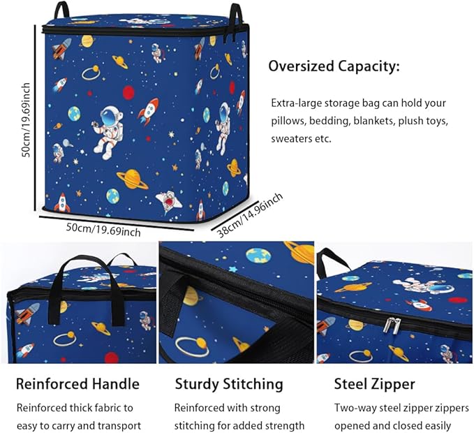 2pcs closet organizers and storage under bed,clothing blanket sweater sheet bedding comforter duvet quilt pillow toy storage bags with lids,dorm room essentials for containers 95L