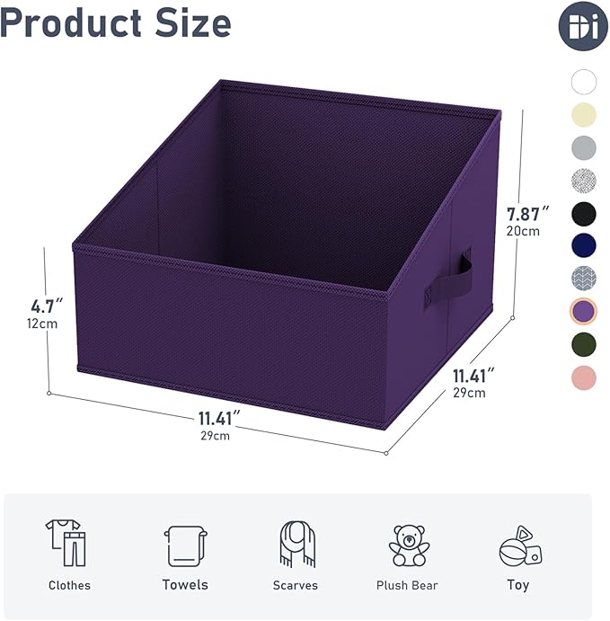 DIMJ Closet Storage Bins 12 Pack - Fabric Storage Baskets for Shelves, Collapsible Clothes Organizer with Handles, Trapezoid Shelf Organization Storage Cubes for Purse, Toys, Books, Towel, Clothes