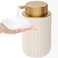Ceramic Foaming Soap Dispenser, 12 oz Bathroom Foam Hand Soap Dispenser, Refillable Lotion Soap Dispenser with Removable Pump for Kitchen Hand Wash Dispenser, Modern Home Decor (Speckled Beige)