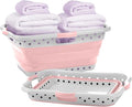 Pop & Load Collapse & Store 1 Large 25" Slim Collapsible Plastic Laundry Basket, Space Saving Portable Pop Up Storage & Organization Basket, 3" High When Folded, 3 Comfort Grip Handles, Blush Pink