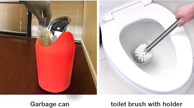 Bathroom Accessories Set, 6-Piece Plastic Gift Set, Toothbrush Holder, Toothbrush Cup, Soap Dispenser, Soap Dish, Toilet Brush Holder, Trash Can (RED)