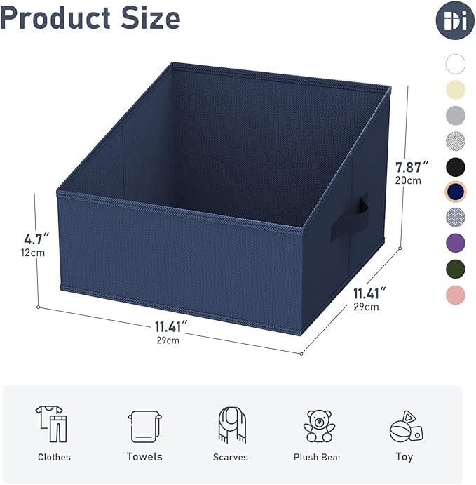 DIMJ Closet Storage Bins 6 Pack - Fabric Storage Baskets for Shelves, Collapsible Clothes Organizer with Handles, Trapezoid Shelf Organization Storage Cubes for Purse, Toys, Books, Towel, Clothes