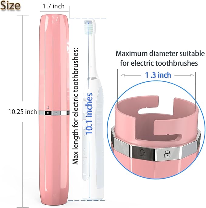 SIEANE Electric Toothbrush Travel Case, Universal Fit for Most Electric Toothbrushes, Ventilation Design, Portable Holder Cover for Men and Women, Travel Essentials for Business Trip & Vacation (Pink)