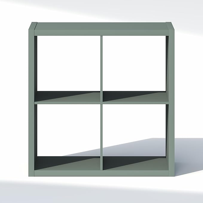 Furinno Cubic Closet Organizers and Storage, 4-Cube Closet Organizer, Open Shelf Closet Storage, Extra Thick Frame for Wardrobe, Bedroom, Living Room, Sage Green