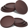 Furniture Coasters Non-Slip Bed Leg Pads Round Rubber Anti Sliding Caster Cups for Hardwood Floors Brown 8PCS 2.5inch