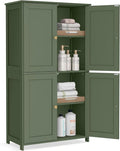 VASAGLE Floor Storage Cabinet, Shaker Cabinet with 2 Adjustable Shelves, 4 Doors, Tall Freestanding Organizer Unit, for Kitchen Bathroom Living Room, Forest Green UBBC553CH01S